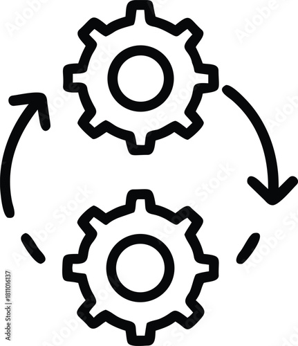 An outline icon that typically represents productivity and process automation.