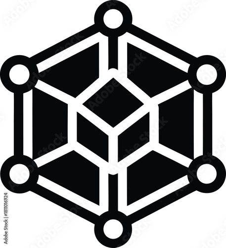 blockchain vector icon. decentralized network symbol. interconnected nodes sign