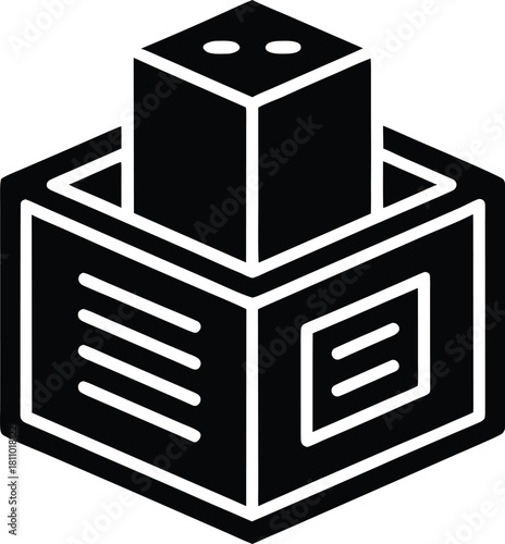 Product packaging box icon, container package design flat vector illustration