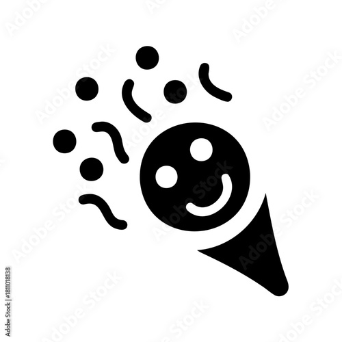 Happy face confetti popper icon for festive celebration Vector