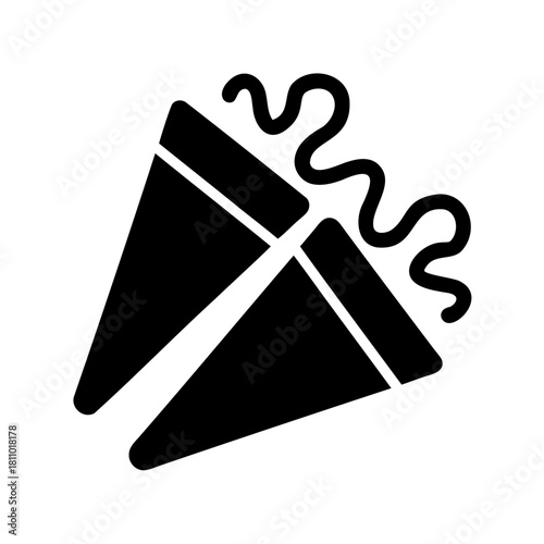 Pair of party poppers with streamers, celebration icon Vector