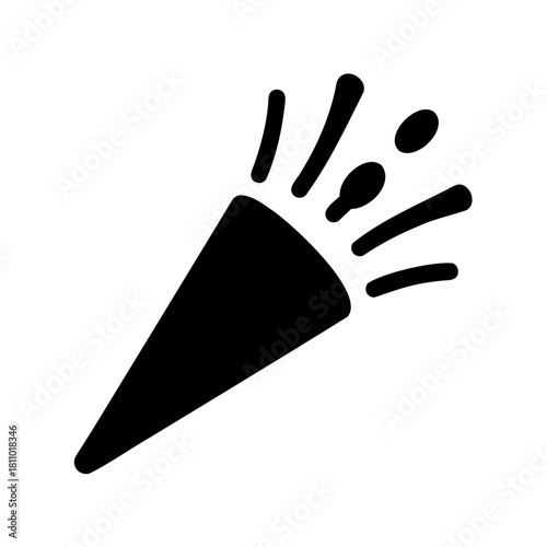Party popper icon releasing confetti and streamers Vector