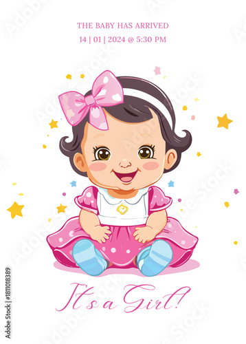 birthday baby poster girl cute invitation