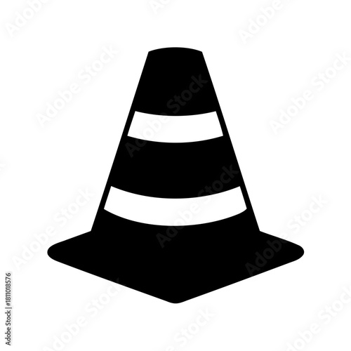 Black and white traffic cone icon symbol for safety Vector