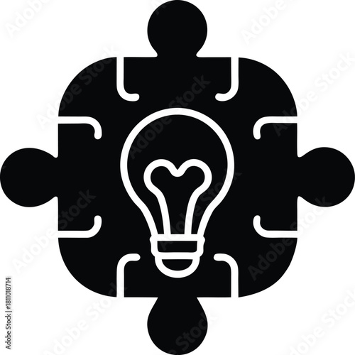 Problem-solving and innovative lightbulb puzzle pieces concept vector illustration