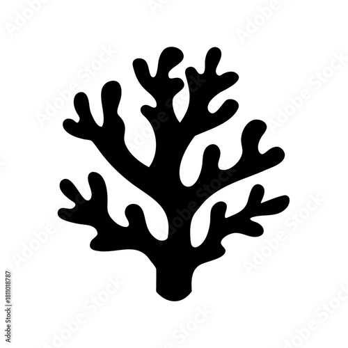 Stylized black coral seaweed silhouette icon isolated Vector
