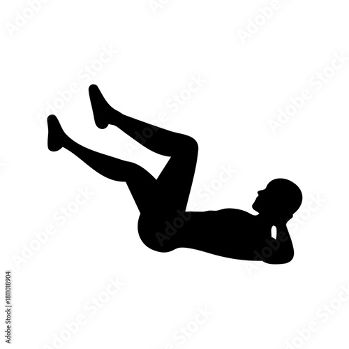 Silhouette of person doing abdominal crunch exercise Vector
