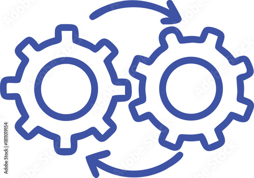 The icon features two interlocking gears, symbolizing a process or system.