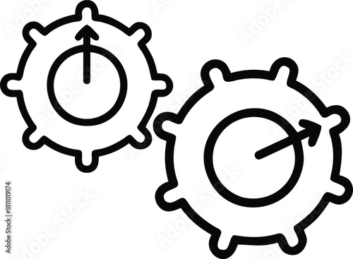 The gears symbolize mechanics, processes, or settings.