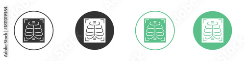 X ray icons, Line and Silhouette Icon Set.