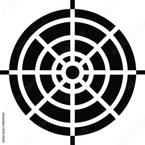 Target practice bullseye aiming range with concentric circles and crosshairs mark