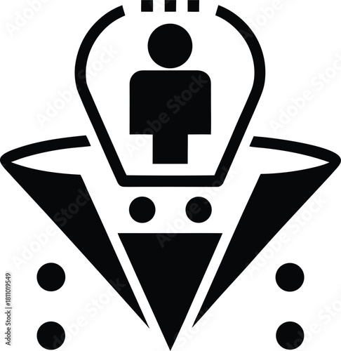 Leadership icon with person in spotlight and dots flat vector black symbol isolated