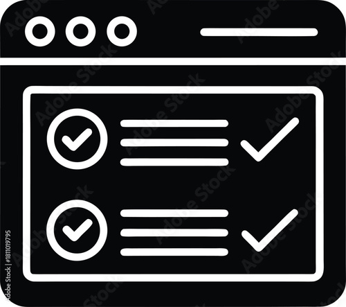 Website with checklist and checkmarks for task completion or survey answers