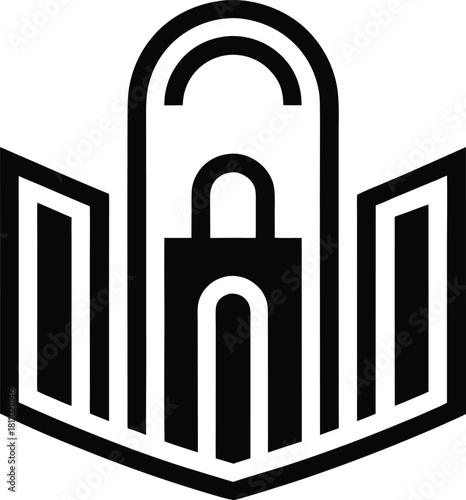 Open book or document icon with padlock symbol, representing data security