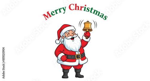 Santa Claus ringing a bell with "Merry Christmas" text