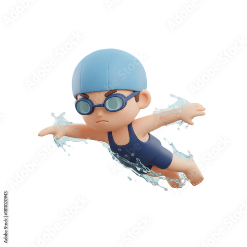 Stylized 3D Swimmer Goggles Splash