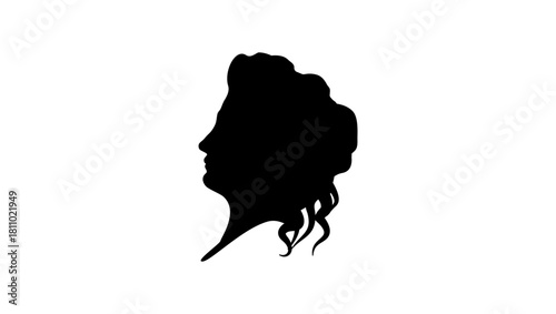 Canvas-taulu Germaine de Stael portrait, black isolated silhouette
