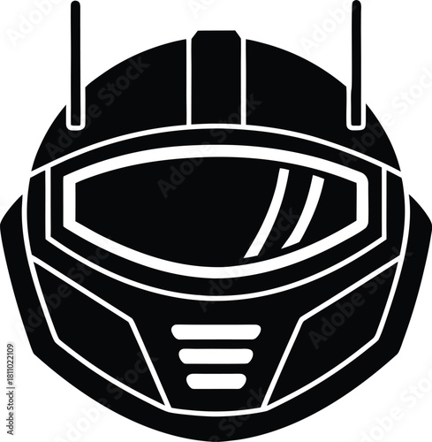 Space helmet astronaut headwear black explorer icon isolated on transparent