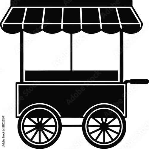 Vendor street cart icon black color illustration flat style simple image