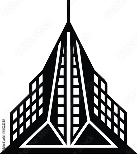 Futuristic abstract building architecture, modern skyscraper design illustration