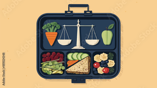Balanced lunchbox with healthy food options offers a vibrant and delicious meal, promoting wellness and thoughtful nutrition choices for a healthy lifestyle