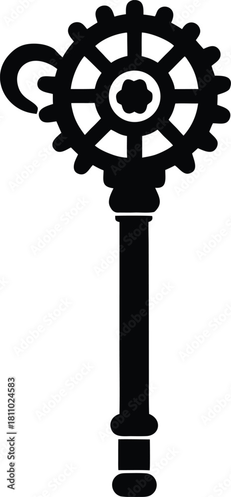 Obraz premium Steampunk gear key icon for creative design of mechanical clockwork
