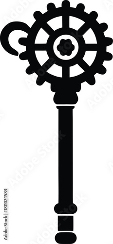 Steampunk gear key icon for creative design of mechanical clockwork