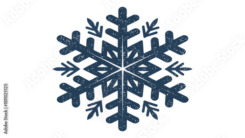 Charming snowflake icon with subtle texture, perfect for winter holiday designs and Christmas promotions, capturing the essence of a frosty winter scene