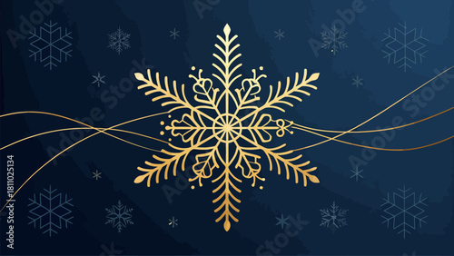 Golden snowflake design with elegant winter motif, perfect for festive holiday greetings and stylish seasonal promotions in December, January, and beyond