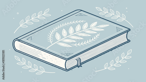 Charming book illustration with delicate leaf accents, perfect for adding a touch of elegance to your designs and projects, a vector design for creative uses