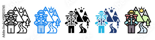 Sightseeing icon set multiple style collection