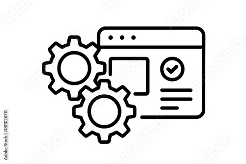 Digital settings and optimization concept with gears and successful application interface