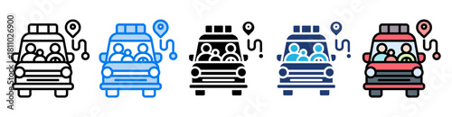 Roadtrip icon set multiple style collection