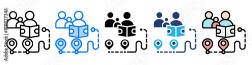 Destination icon set multiple style collection