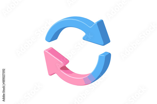 Two curved arrows creating a circular refresh or exchange symbol