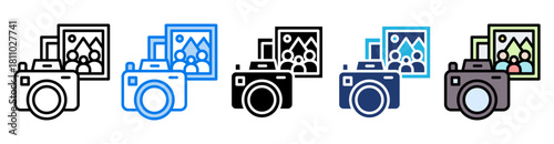 Camera icon set multiple style collection