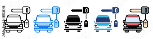 Car rental icon set multiple style collection