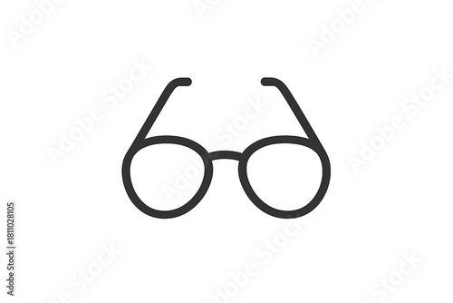 Simple black outline drawing of round reading glasses or spectacles for vision correction