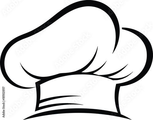 Elegant Black and White Chef Hat Illustration – Professional Culinary Logo Design for Restaurants, Bakers, and Food Branding