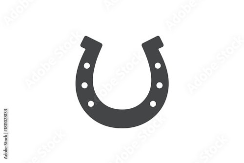 Dark gray horseshoe icon symbolizing luck and good fortune on white background