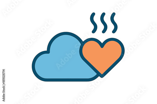 Stylized cloud overlapping a heart shape with rising steam indicating hot passion