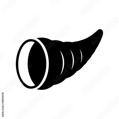 Black cornucopia horn of plenty silhouette icon vector Vector
