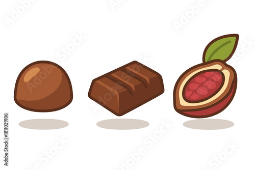 Cocoa ingredients and finished chocolate products including truffle and candy bar