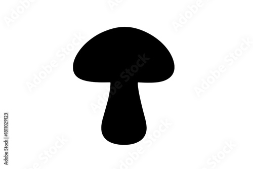 Minimalist black silhouette of a common mushroom icon suitable for graphic design