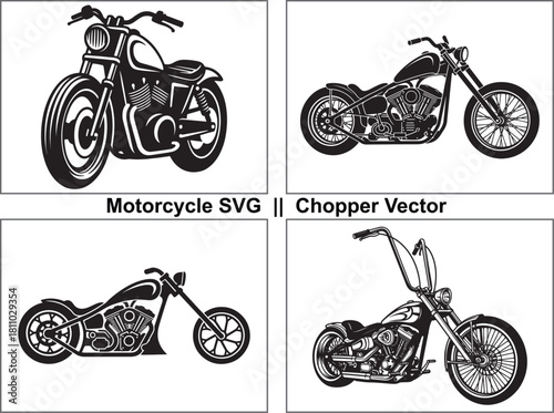 Motorcycle SVG Bundle – Chopper Vector Collection, Vintage Bike Silhouettes, Biker Clipart for T-Shirts 