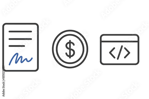 Essential elements of digital commerce covering signed contracts, financial transactions, and software development