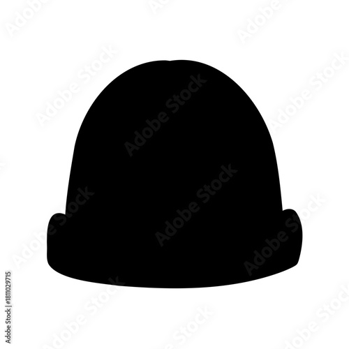 Minimalist black beanie cap silhouette, simple graphic Vector