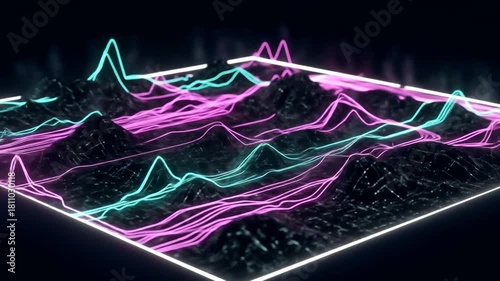Vibrant digital landscape with colorful waves representing data visualization
