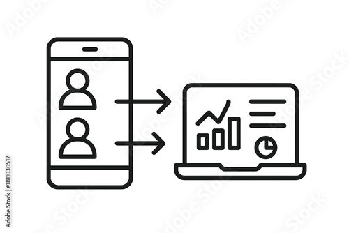 Transferring customer data from smartphone application to business analytics dashboard on laptop