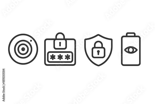 Line symbols for security, privacy, surveillance, password, and data protection